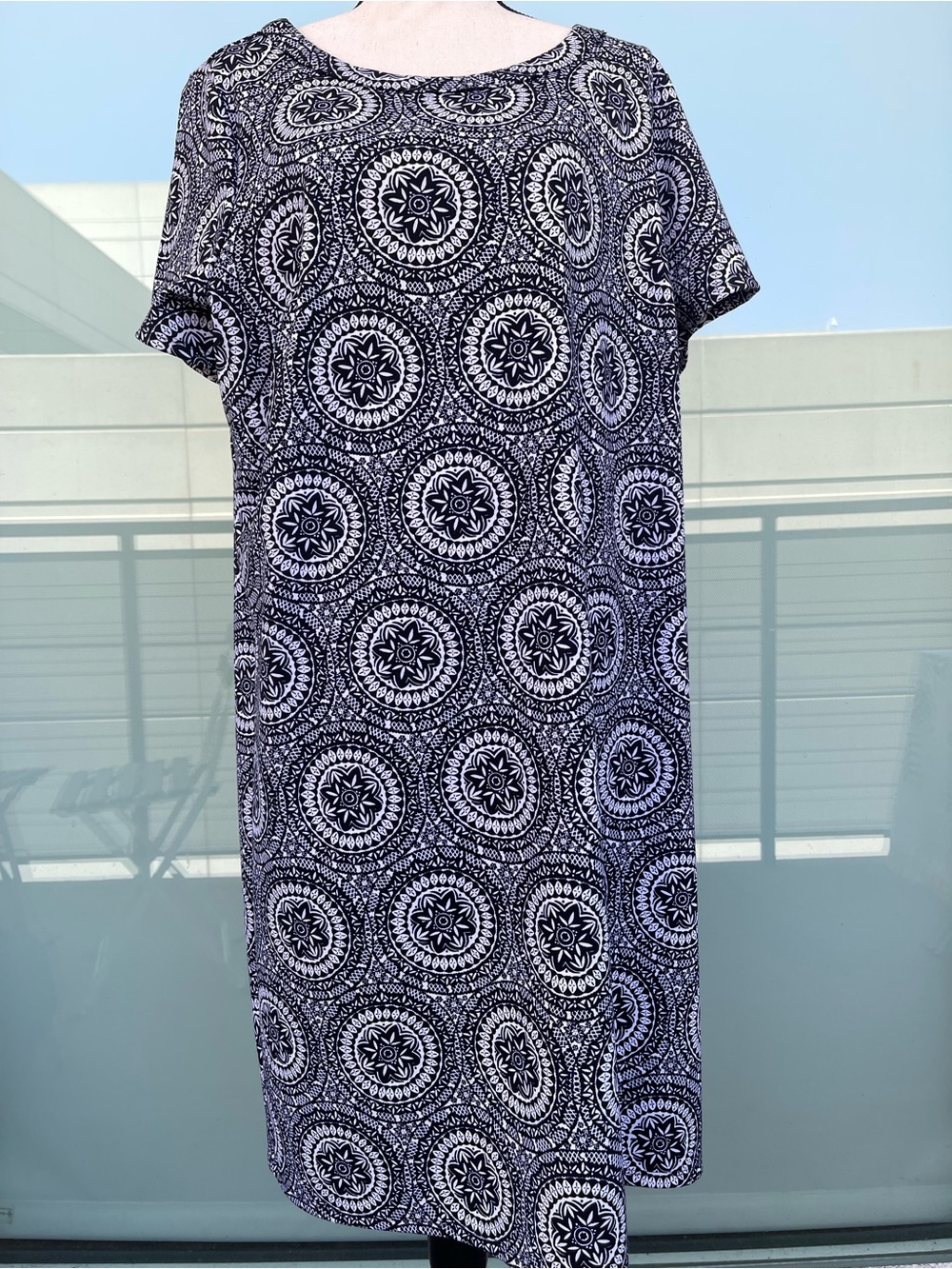Talbots Oversized Printed Shirt Mini Dress Large / XL Black & White
